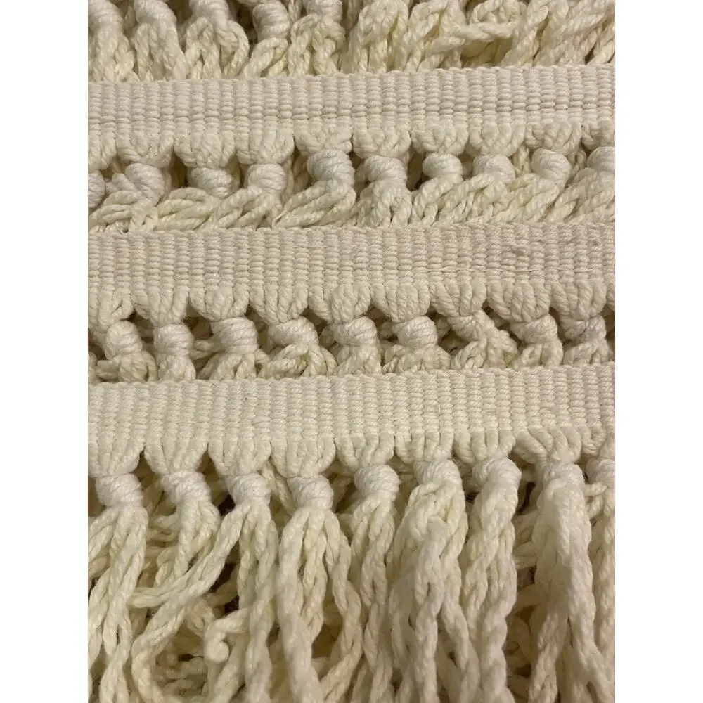 (Destash LOT 6 yd) Cream Creme Cotton Woven Knotted Tassel Fringe Trim Edge 4”